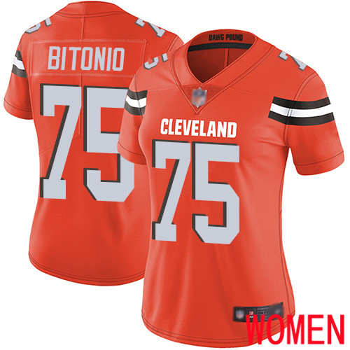 Cleveland Browns Joel Bitonio Women Orange Limited Jersey 75 NFL Football Alternate Vapor Untouchable